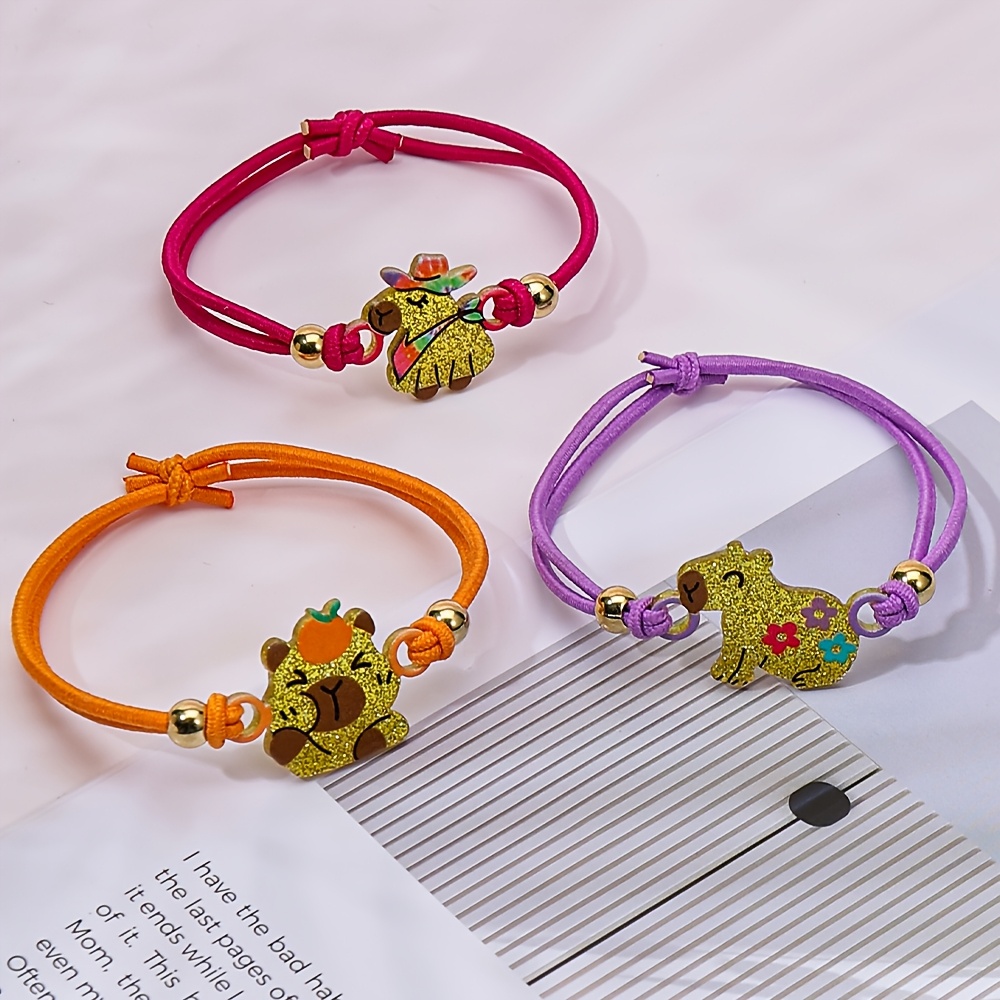 6pcs Cute Capybara Stretch Bracelet Set, Friendship Gift
